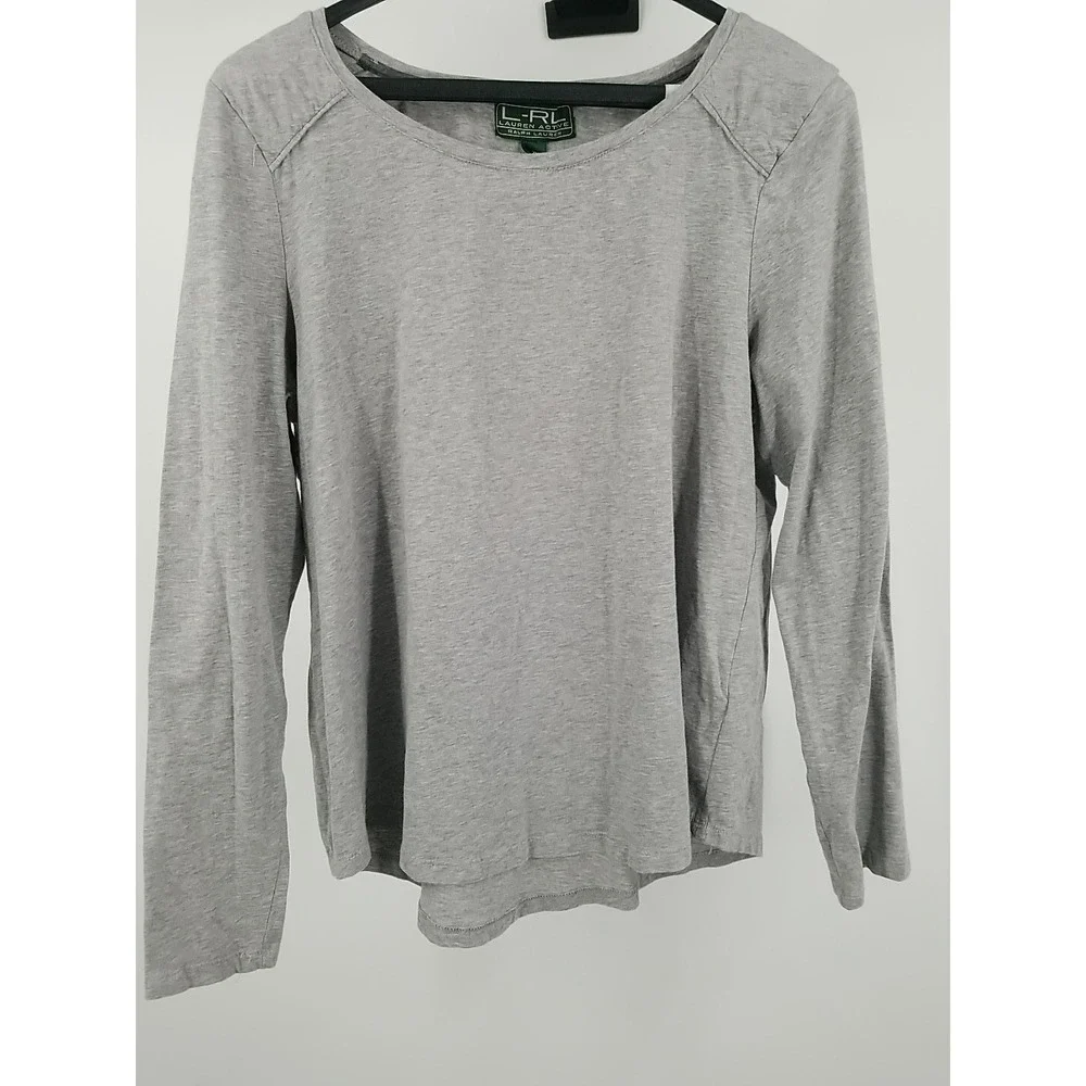 Lauren Ralph Lauren Active Womens XL Gray Long Sleeve T-Shirt Pullover Top